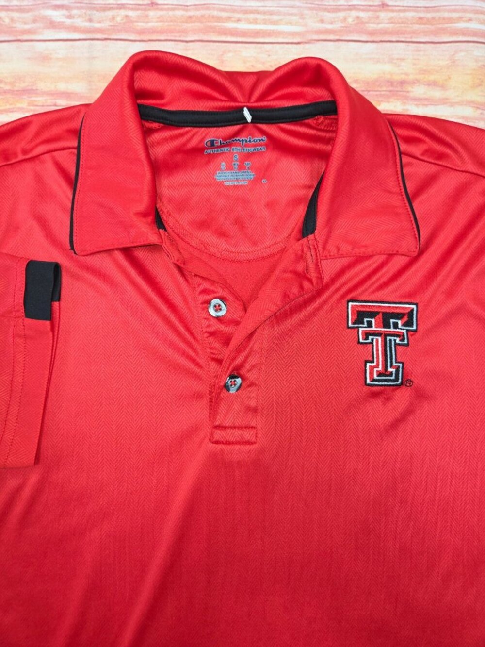 Champion Texas Tech Red Raiders Red Polo Shirt Mens Small Athleticwear - Picture 3 of 9